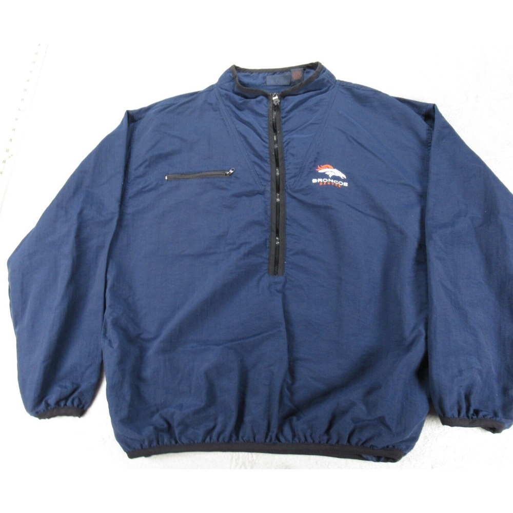 Vintage Denver Broncos Jacket Mens Medium Antigua Blue 1/2 Zip Windbreaker